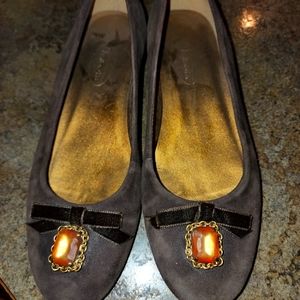 Talbots Jewel Suede Flats Chocolate Brown Size 7